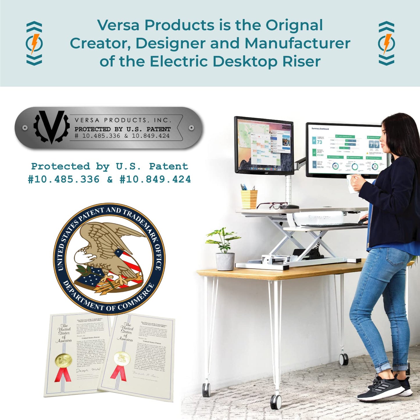 VERSADESK PowerPro 36" Corner Standing Desk Converter, 36 Inch Motorized Height-Adjustable Standup Desk Riser Sit to Stand Desktop with Keyboard and Mouse Tray + USB Charging Port, Black
