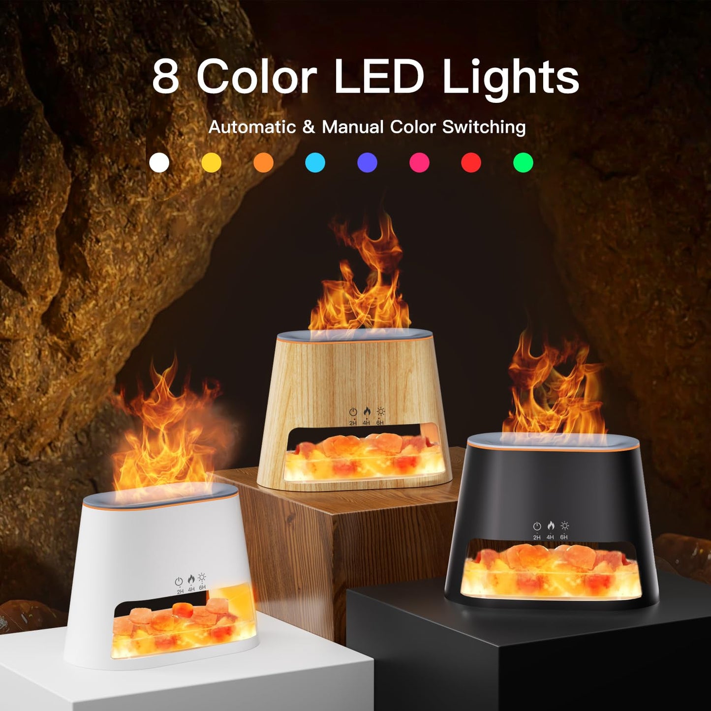 BieJiahWeiBie Luxury Himalayan Salt Lamp Humidifier & Aromatherapy Diffuser - 8 Color Mood Lighting w/Remote for Spa, Bedroom, Home Relaxation260ml (Wood)