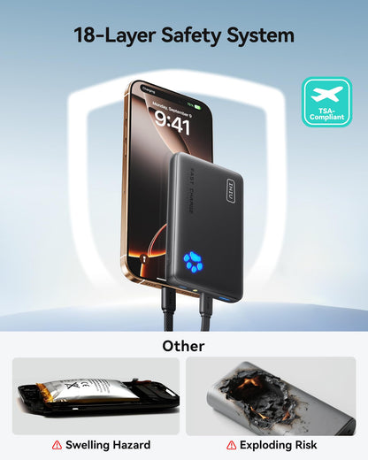 INIU Power Bank, 45W PD Lightest 10000mAh Portable Charger, USB C in&Out Fast Charging Battery Pack, Mobile Phone Powerbank Compatible with iPhone 17 16 15 14 13 Samsung S22 S21 Google iPad etc