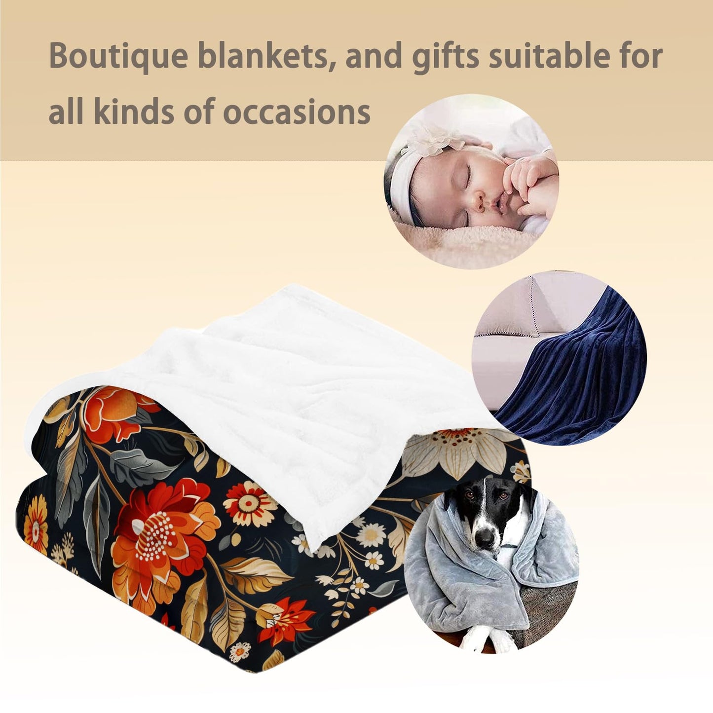 Ti Caldi Luxurious Floral Blanket Flannel with Rich Floral Design - Soft, Cozy, and Lightweight Throw Blanket, Perfect for Couch, Bed, Travel, and Outdoor Use - Fluffy, Fuzzy Home Decor 80"x60"