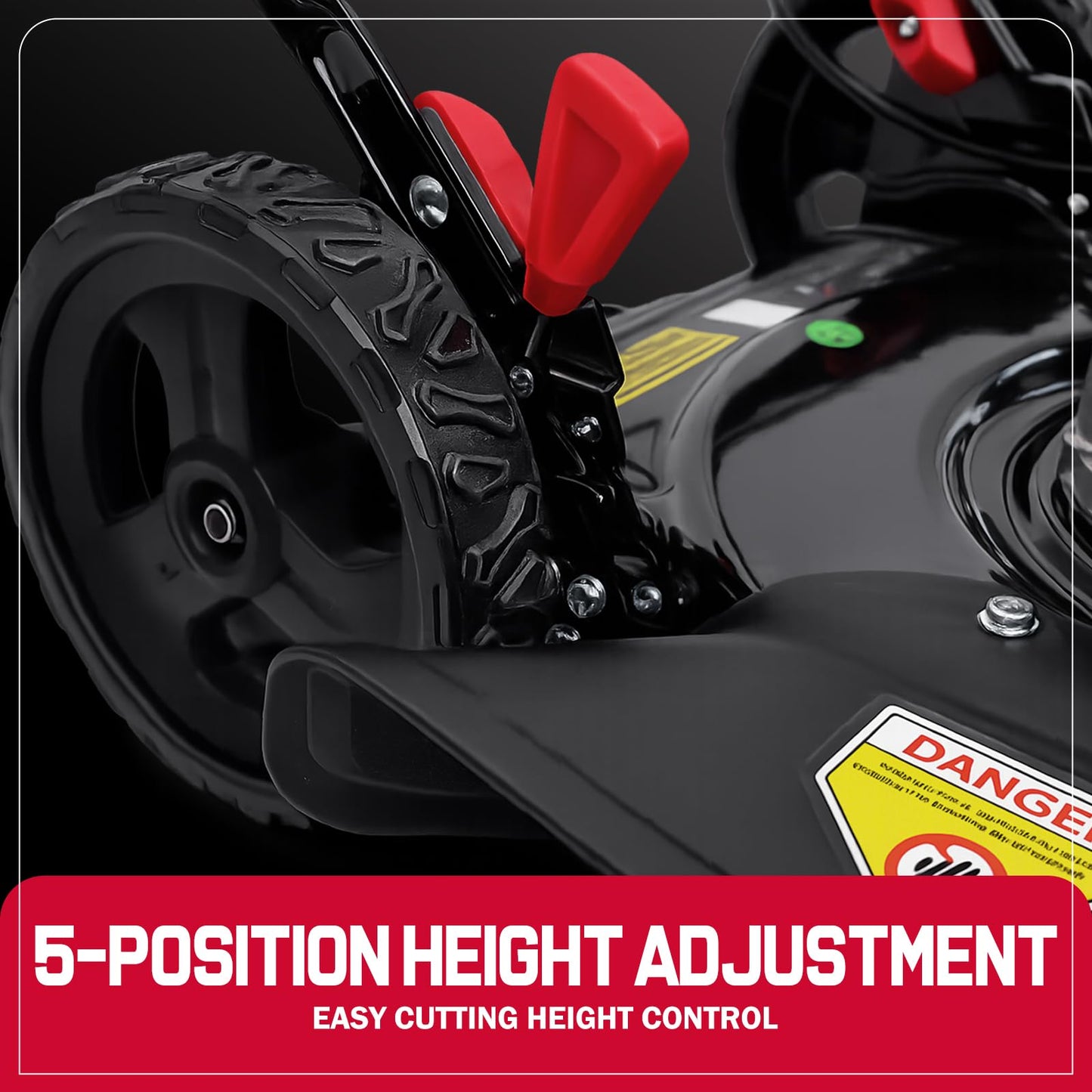 PowerSmart 18-inch 144cc Gas Lawn Mower, Push Mower with Side-Discharge, 5-Point Height of Cut