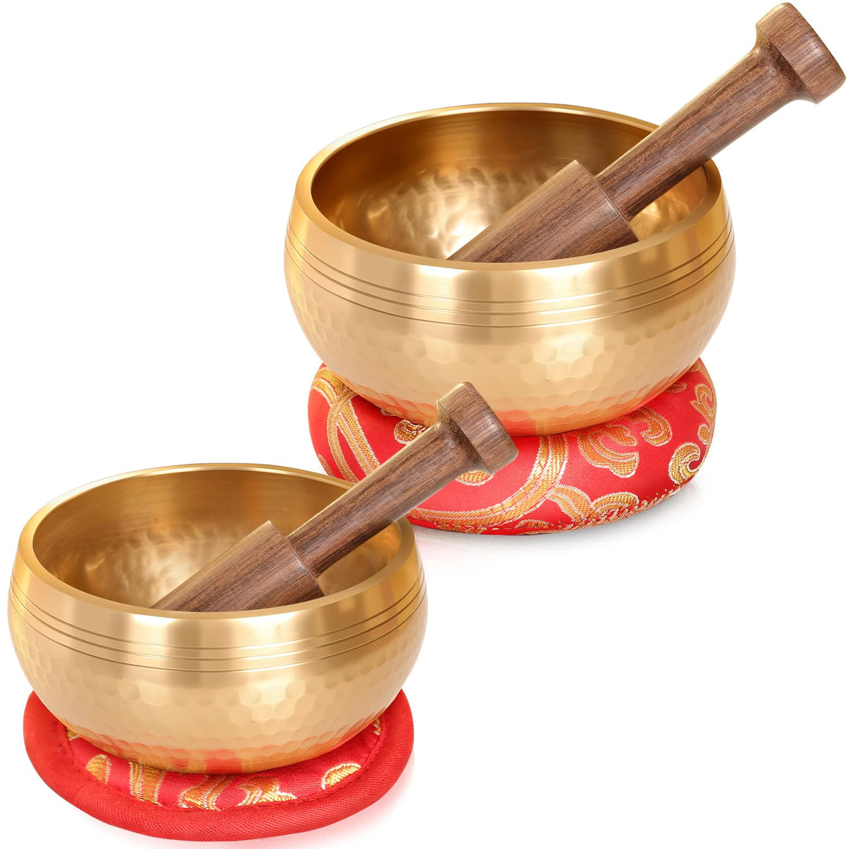 Relaehih 2-Pack Tibetan Singing Bowls Set - 100% Handmade in Nepal, Sound Bowl Meditation Set for Yoga, Chakra Healing, Meditation Gifts, Unique Gifts for Women