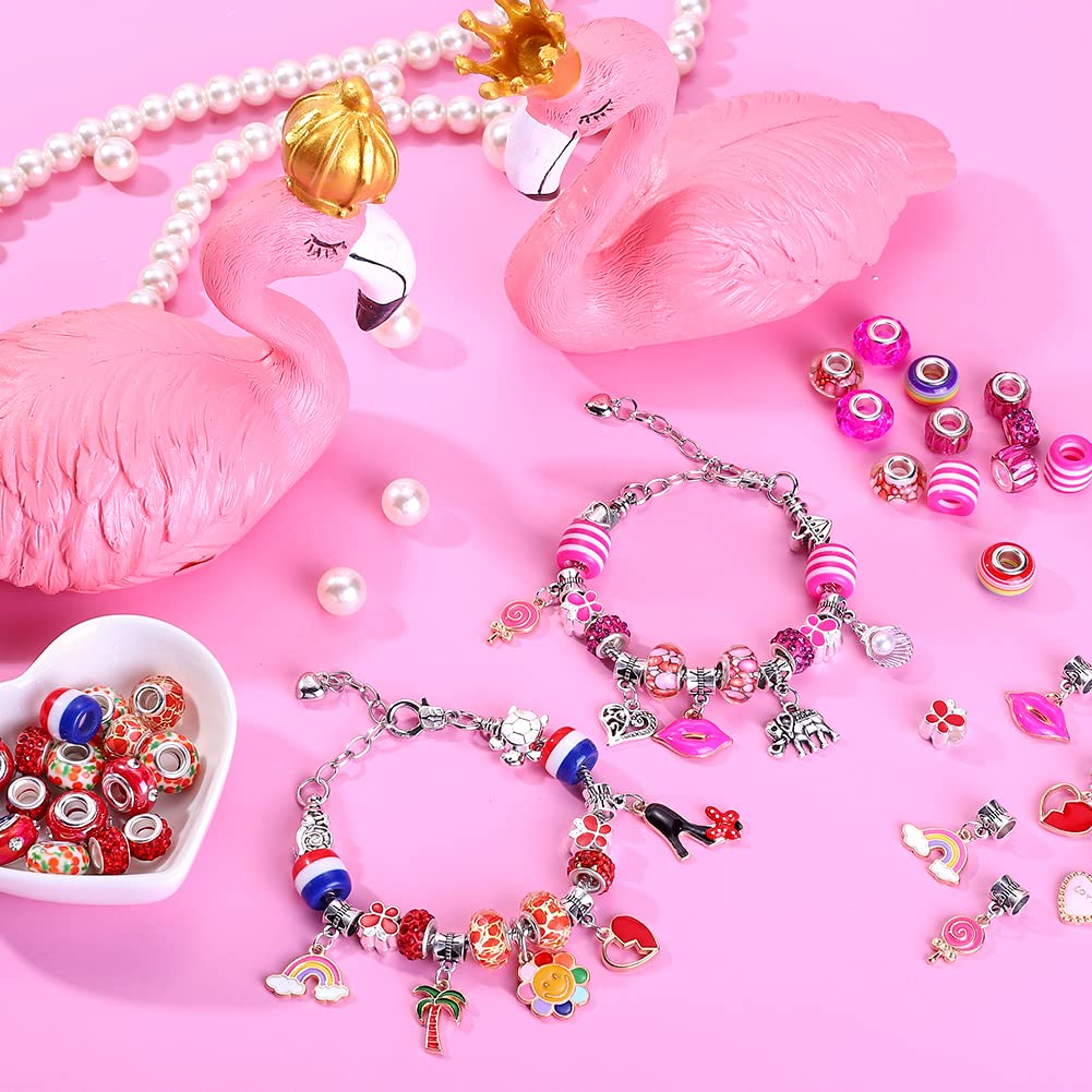 AIPRIDY 150 Pieces Charm Bracelet Making Kit,Unicorn Mermaid Crafts Gifts Set Can Inspires Imagination and Creativity,Jewelry Making Kit Perfect Gifts for Girls 5-12 Years Old (150 Pieces)