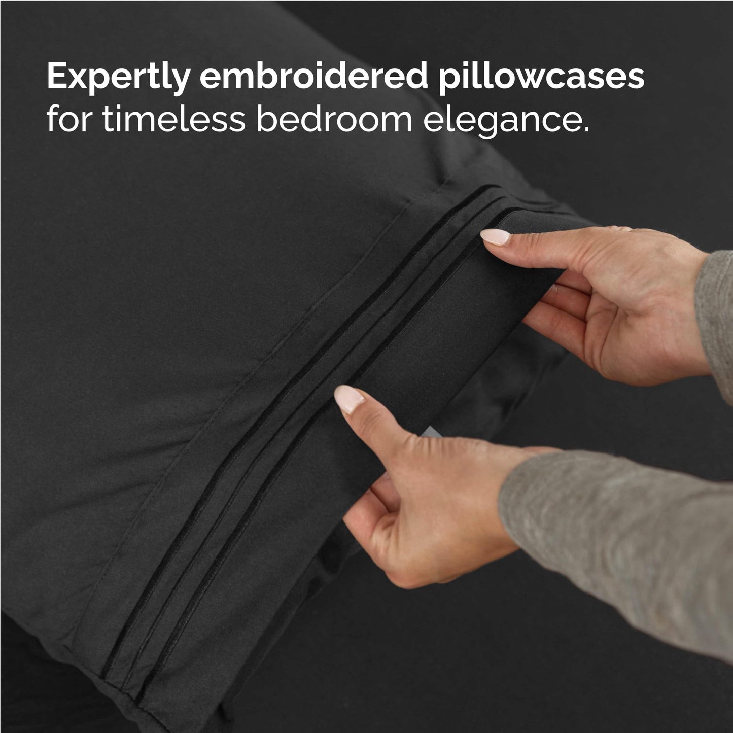 Full Size 4 Piece Sheet Set - Comfy Breathable & Cooling Sheets - Hotel Luxury Bed Sheets for Women & Men - Deep Pockets, Easy-Fit, Extra Soft and Wrinkle Free Sheets - Black Oeko-Tex Bed Sheet Set