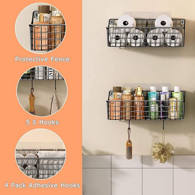 4 Pack EXTRA LARGE Hanging Wall Mount Storage Baskets