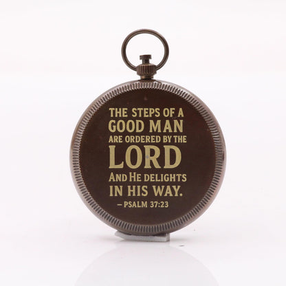 Man of God Compass – Psalm 18:32 Scripture Engraved – Solid Brass Pocket Compass with Rosewood Box – Christian Gift for Men, Son, Husband, Graduation, Travel Keepsake