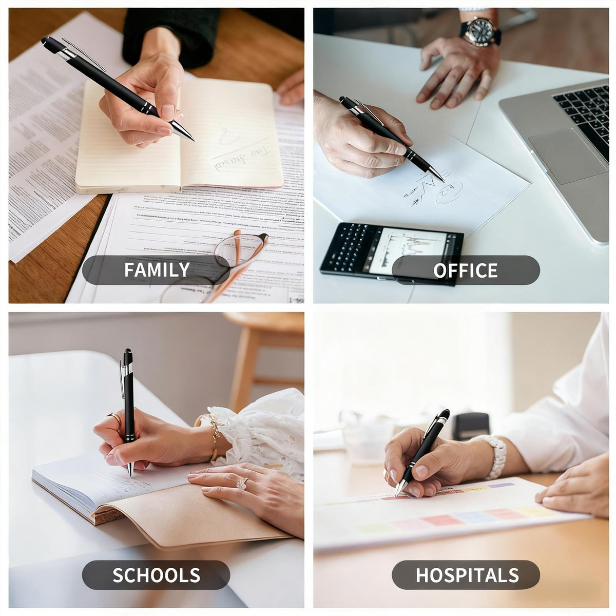 Vebermo 15 Pack Motivational Pen Set - Inspirational Quotes Retractable Ballpoint Pens for Office School Supplies, Encouragement Gifts for Women Men, Black