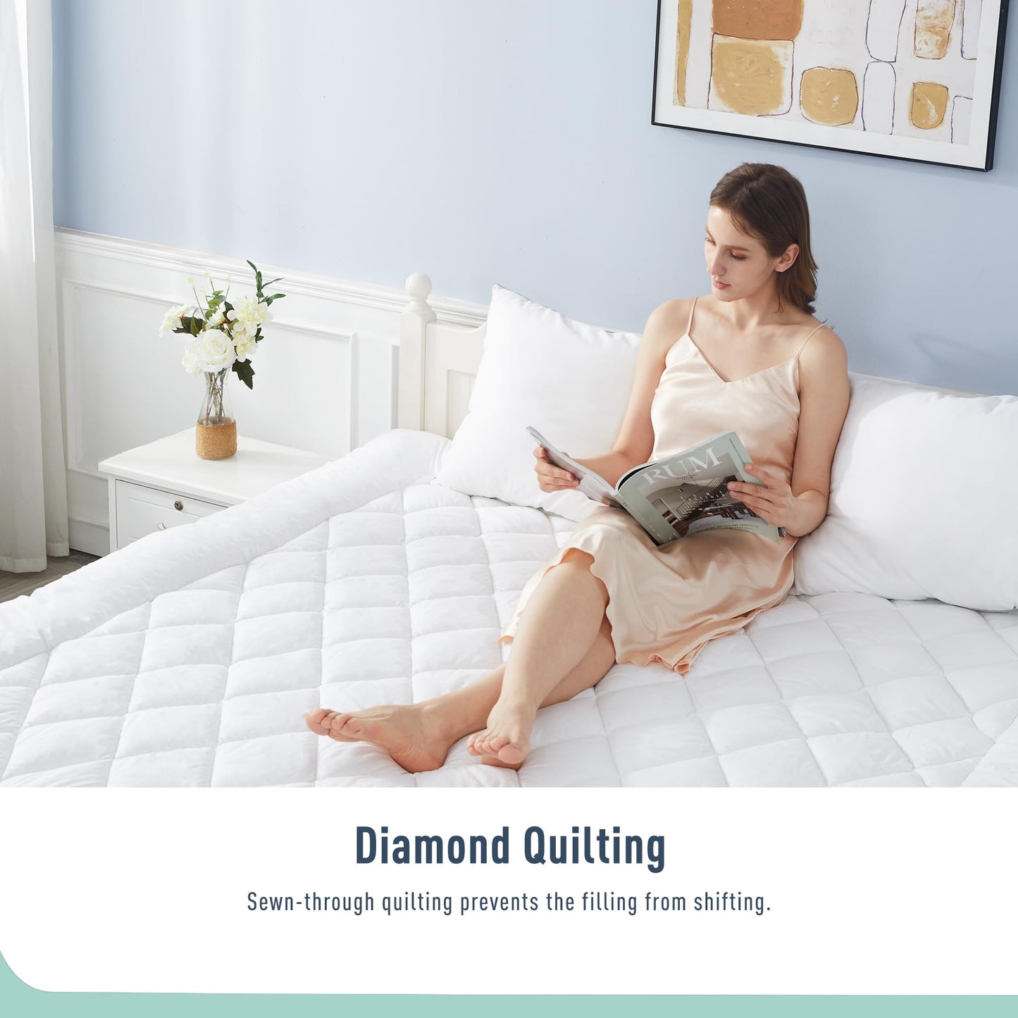 HOMTEC Twin Size Mattress Protector for College Dorm Waterproof Quilted Mattress Cover Cotton Mattress Pad Cover Extra Deep Pocket 18-22" Thin Version Hypoallergenic & Soft