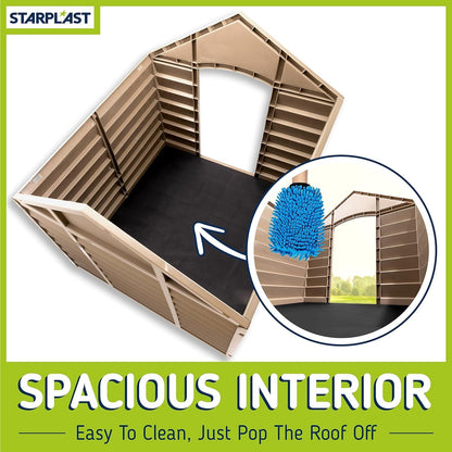 Starplast Large Heavy Duty Plastic Dog Kennel Pet Shelter PLASTIC DURABLE OUTDOOR - Color Mocha/Brown