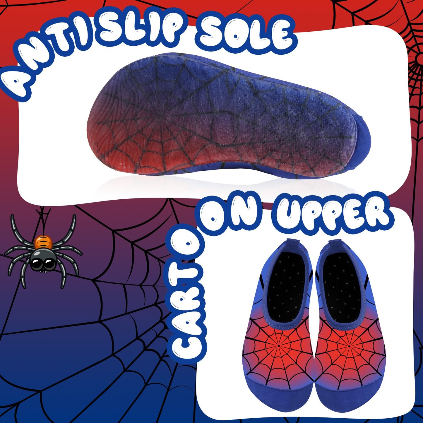 Kids Swim Water Shoes for Boys Toddlers Baby Aqua Socks for Kids Quick Dry Pool Beach Barefoot Children（Cobweb Red 28/29