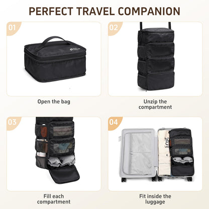 GOLF QUALITY Multi-layer storage bag Casual simple Luggage Packing Organizer with Hook,Clothing Underwear Bag,Carry On Closet,Classic black