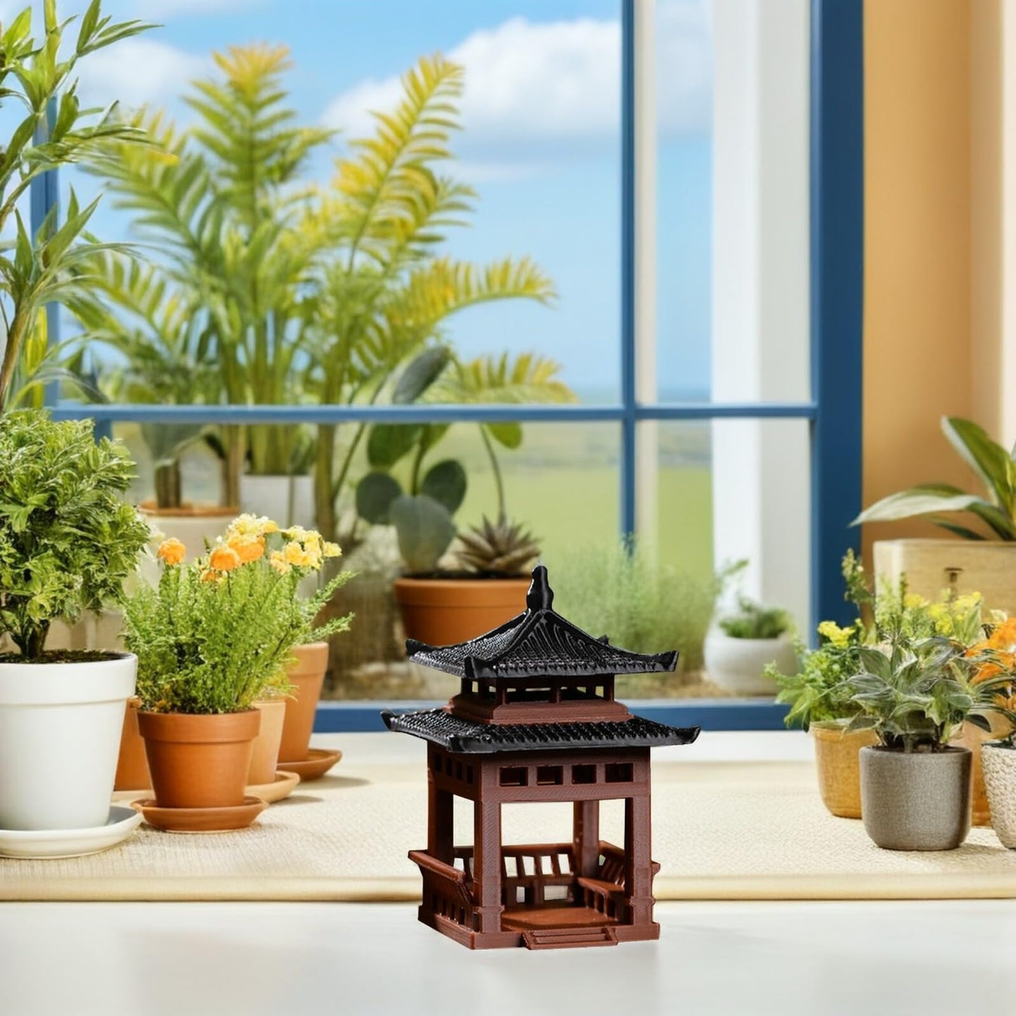 SUPVOX Miniature Pavilion Statue: 3.14" Tall Traditional Pagoda Decor for Bonsai, Succulent, and Desktop Zen Gardens - Tiny Micro-Landscape Ornament