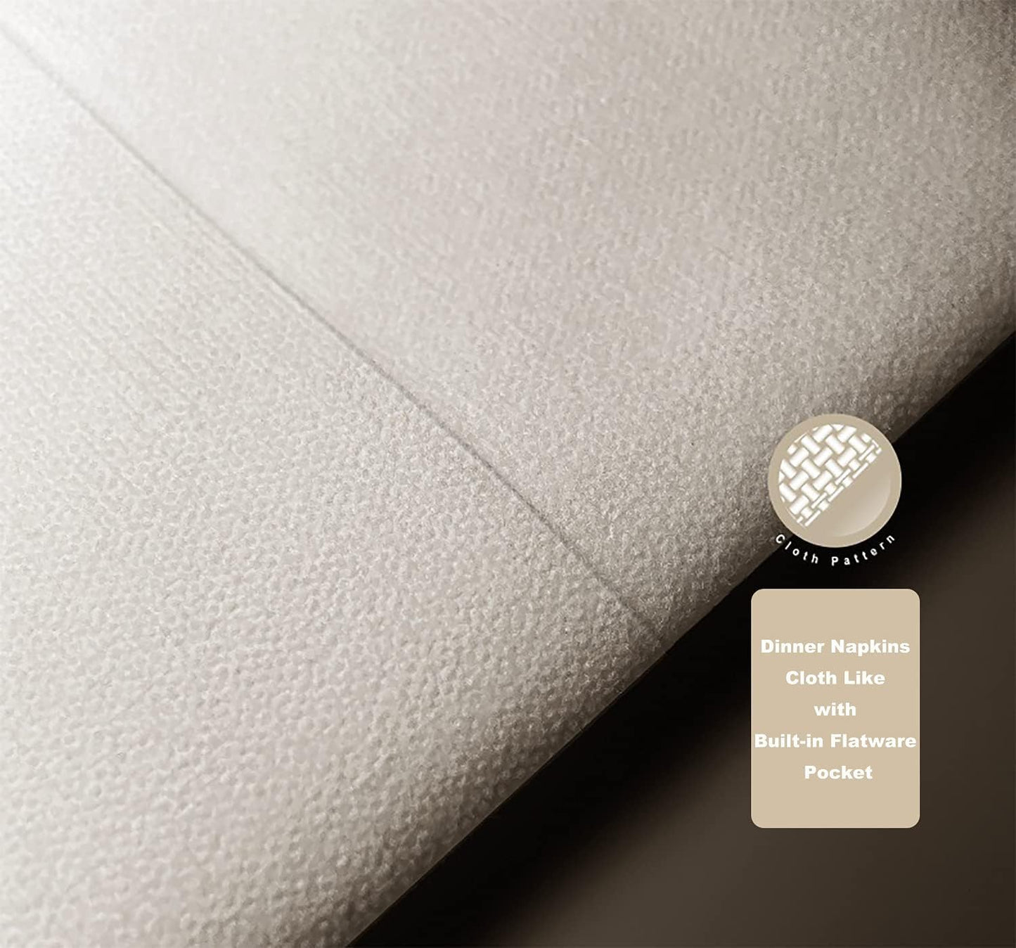 UKEENOR Disposble Dinner Napkins Cloth Like with Built-in Flatware Pocket,Wedding Party Linen Feel White Napkin, Prefolded for Silverware,Pack of 50