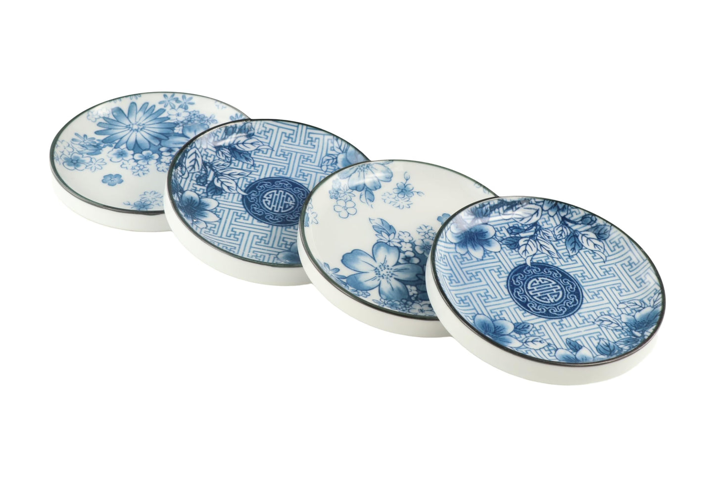 zaoalife 4pcs Japanese Porcelain Side Dish Ceramic Side Dishes Bowl Ceramic Appetizer Plates Seasoning Dishes Dipping Bowls for Seasoning, Sushi, Appetizer, Vinegar, Ketchup, BBQ