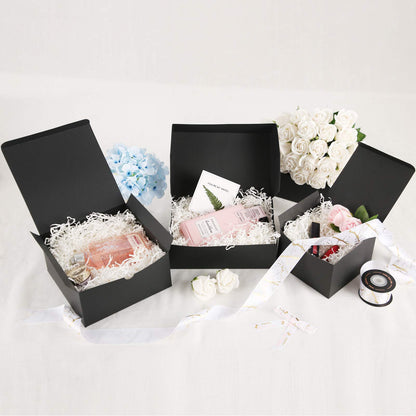 JINMING 10 Gift Boxes 8x8x4 Inches, Matte Black Gift Boxes Bulks for Mother's Day, Father's Day, Party, Birthday, Groomsman Proposal Boxes for Light Gifts