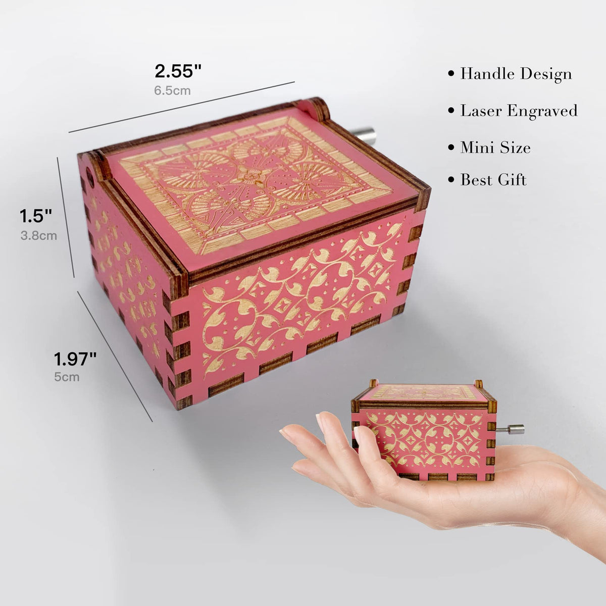 Hcaredee Sister Gifts from Sister Music Box, for Sisters Birthday,You are My Sunshine Hand Crank Wooden Musical Boxes,Christmas Graduation Presents for Best Friends Female Soul Sister Bestie BFF-Pink