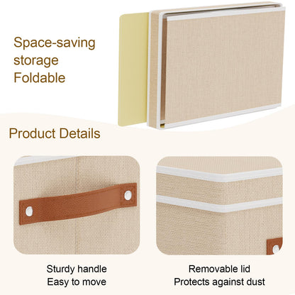 YheenLf Storage Boxes with Lids, 10.2×7.8×6.7 Inch Storage Baskets, Closet Organizers for Shelves Organizing with Handles, Beige, 5-Pack