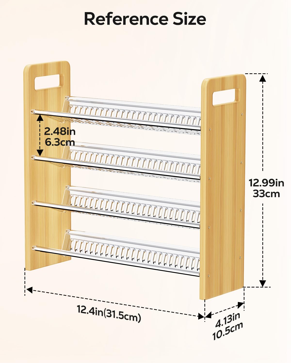 Nieifi Transparent & Wooden Spice Rack Rustproof, without Seasoning Jars,4-Tier ABS Plastic Spice Rack Organizer for Cabinet and Countertop,Thickened Corrosion-Resistant-Tiered Spice Rack