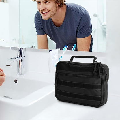 SMONT Toiletry Bag for Men, Mens Toiletry Travel Bag, Tactical Hanging Shaving Hygiene Dopp Kit Bag for Bathroom Black