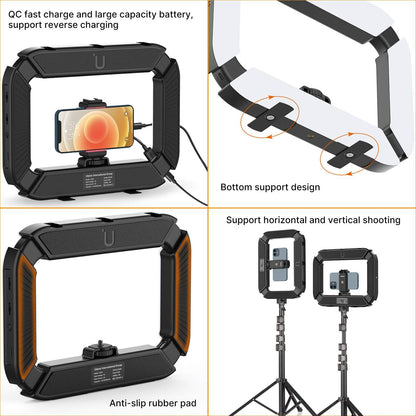 Portable Handheld LED Selfie Ring Light - ULANZI Phone Video Ring Light with Phone Holder, 2500K-8500K Selfie Light with 8000mAh Build-in Battery For Filmmaking, Live Stream, TikTok, YouTube Recording