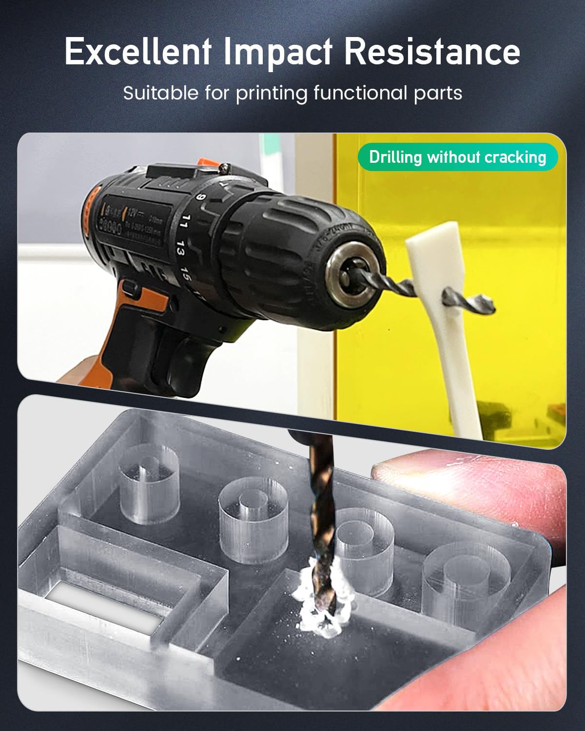 SUNLU ABS Like Resin for 3D Printer 1KG, 405nm UV Curing Photopolymer Rapid 3D Resin for 2K 4K 6K 8K LCD/DLP/SLA 3D Printers, Non-Brittle & High Precision & Low Shrinkage, 1000G, Grey