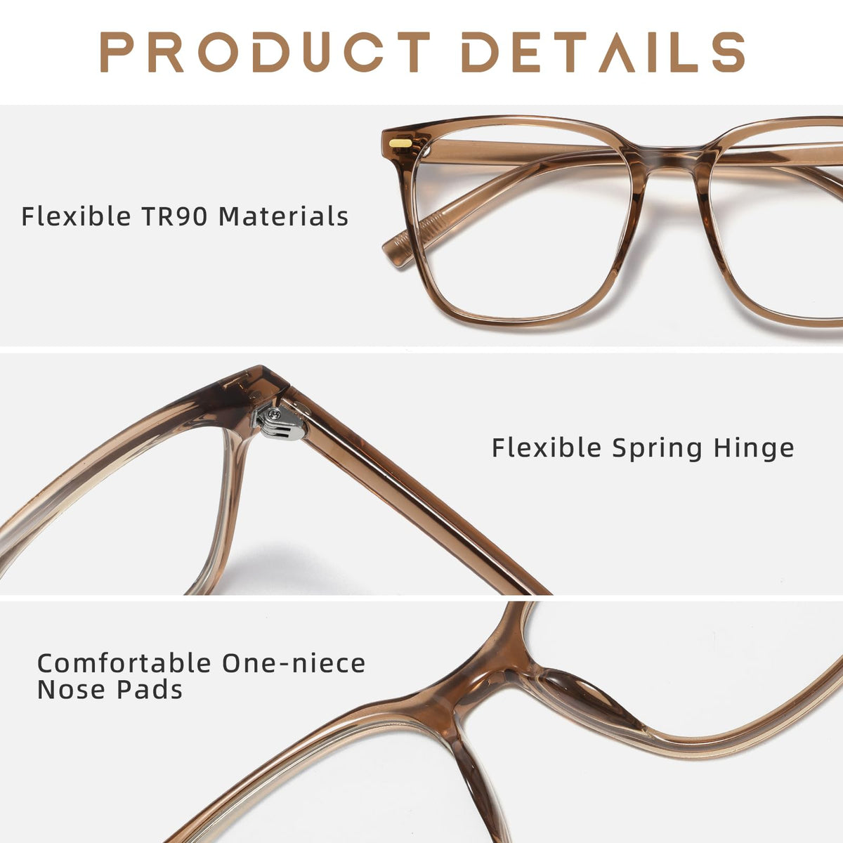 MACJERO Oversized Square Blue Light Blocking Glasses for Women Men, Anti-Fatigue Computer Monitor Gaming Glasses Reduce Eye Strain(Brown)