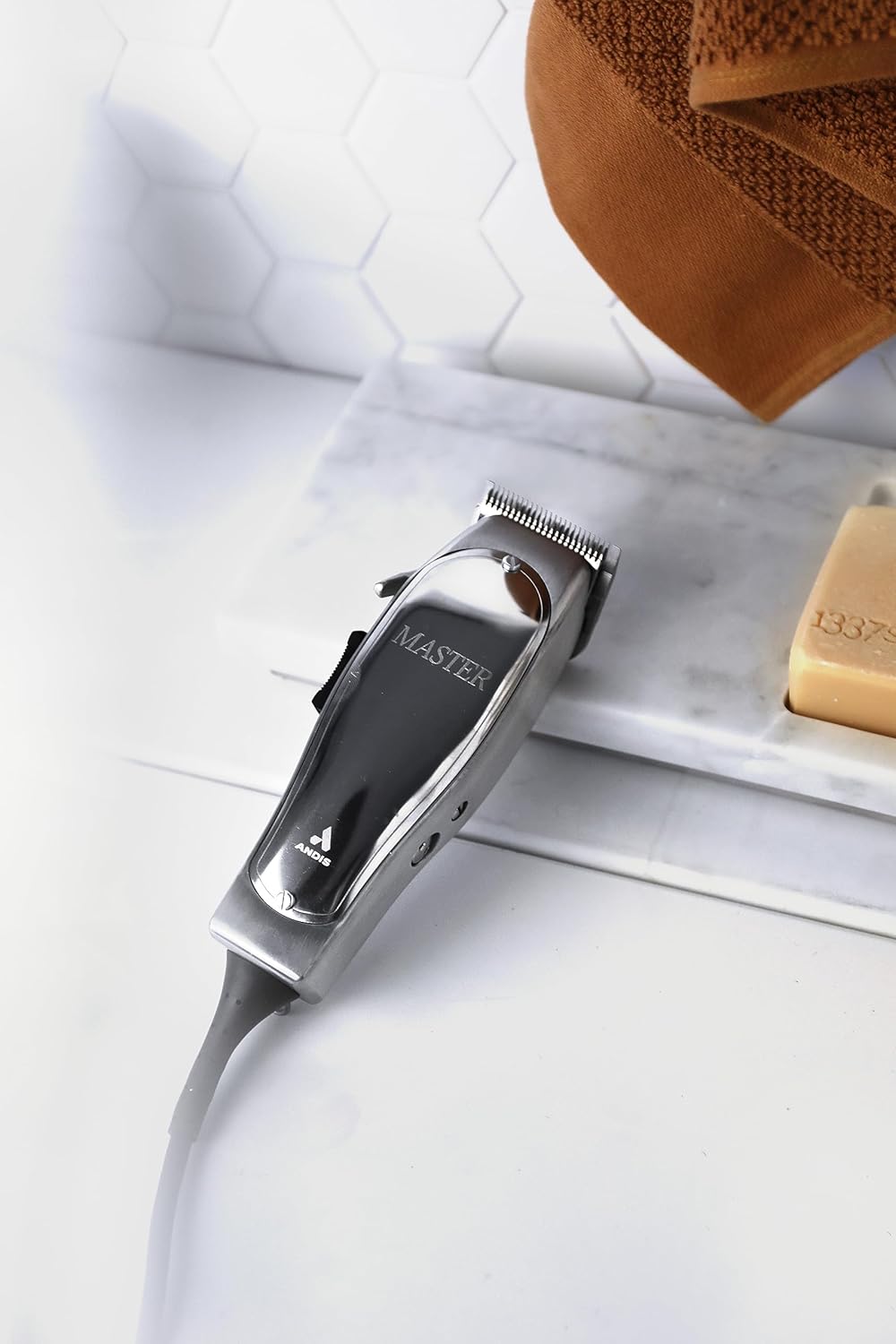 Andis 01815 Professional Master Adjustable Blade Hair Clipper, Carbon Steel T-Blade - Silver
