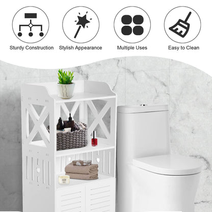 Youyijia 3 Tier Bathroom Storage Cabinet Floor Standing Display Cabinet Home Storage Furniture Organizer Unit for Office Living Room Kitchen Entryway White (3 Tier)