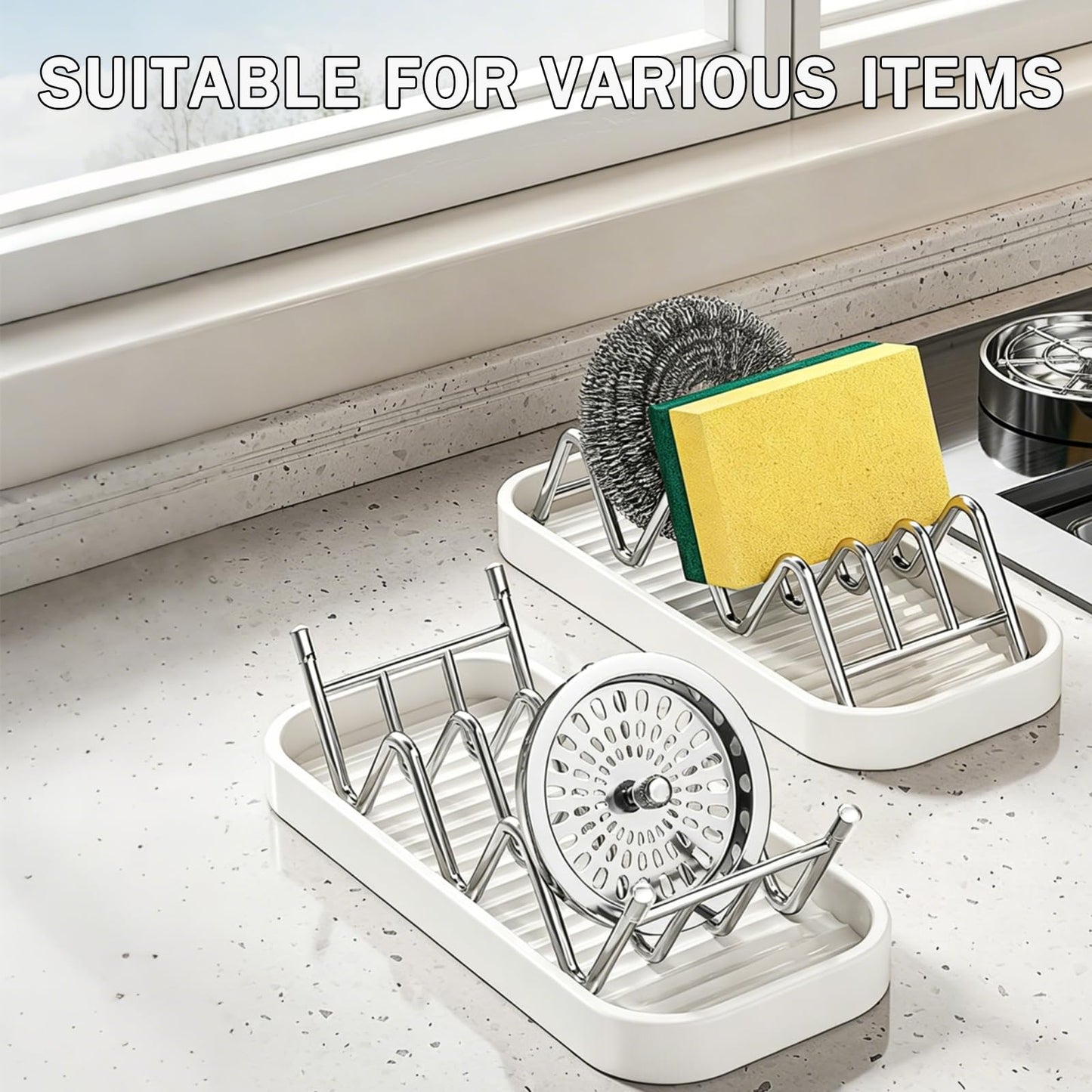 AD ADASTONE Soap Holder Dish for Shower — Stainless Steel Self Draining Bar Soap Case with Water Tray, Fits 2-3 Square Bars