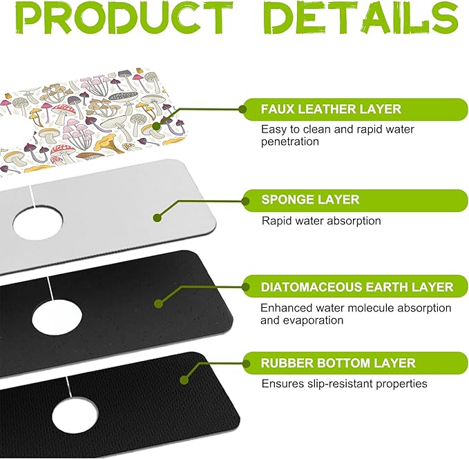 Kitchen Sink Splash Guard Faucet Mat Super Absorbent Fast Drying Mat Guard