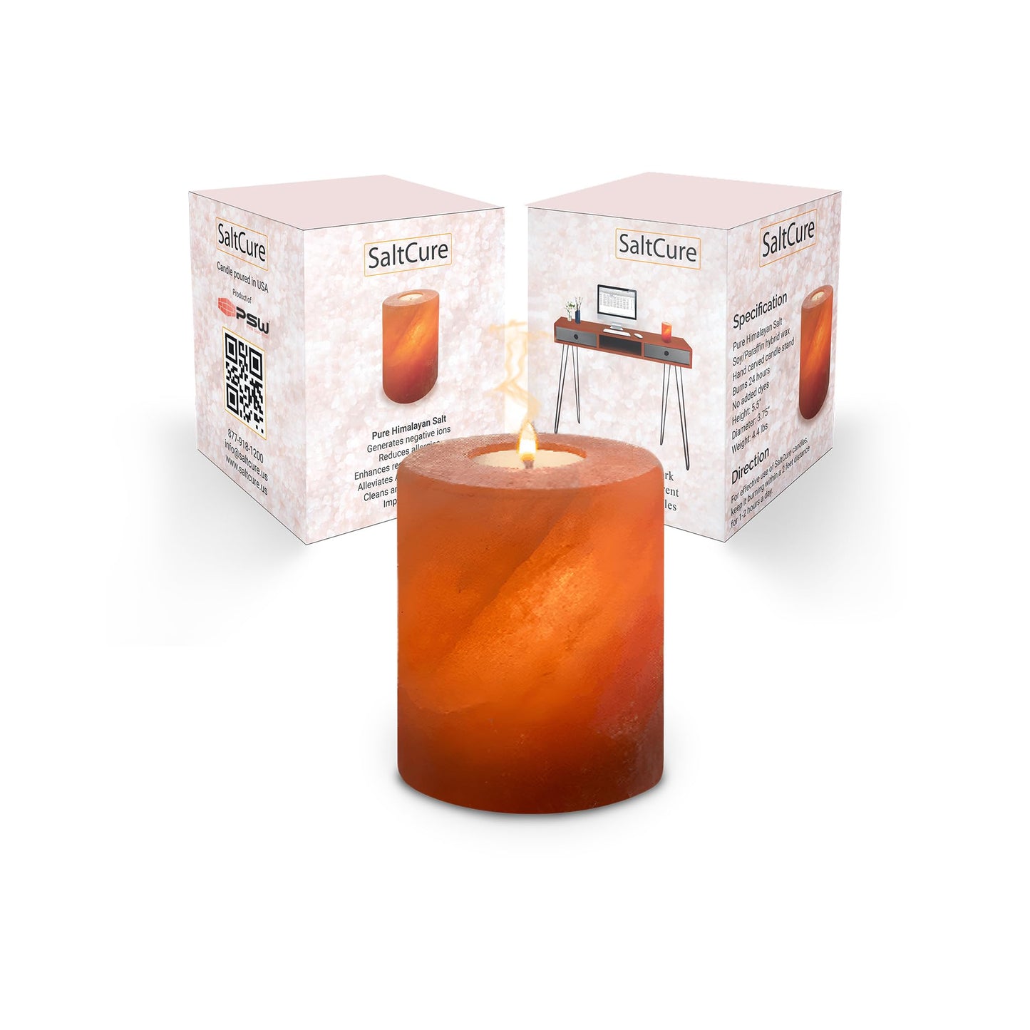 Himalayan Pink Salt Candle Holder 4" — Hand-Carved Crystal Salt Lamp for Spa, Meditation & Air Purifying