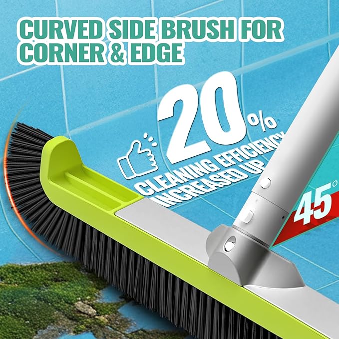 18" Pool Brush Head for Cleaning Swimming Pool Walls, Curved Ends