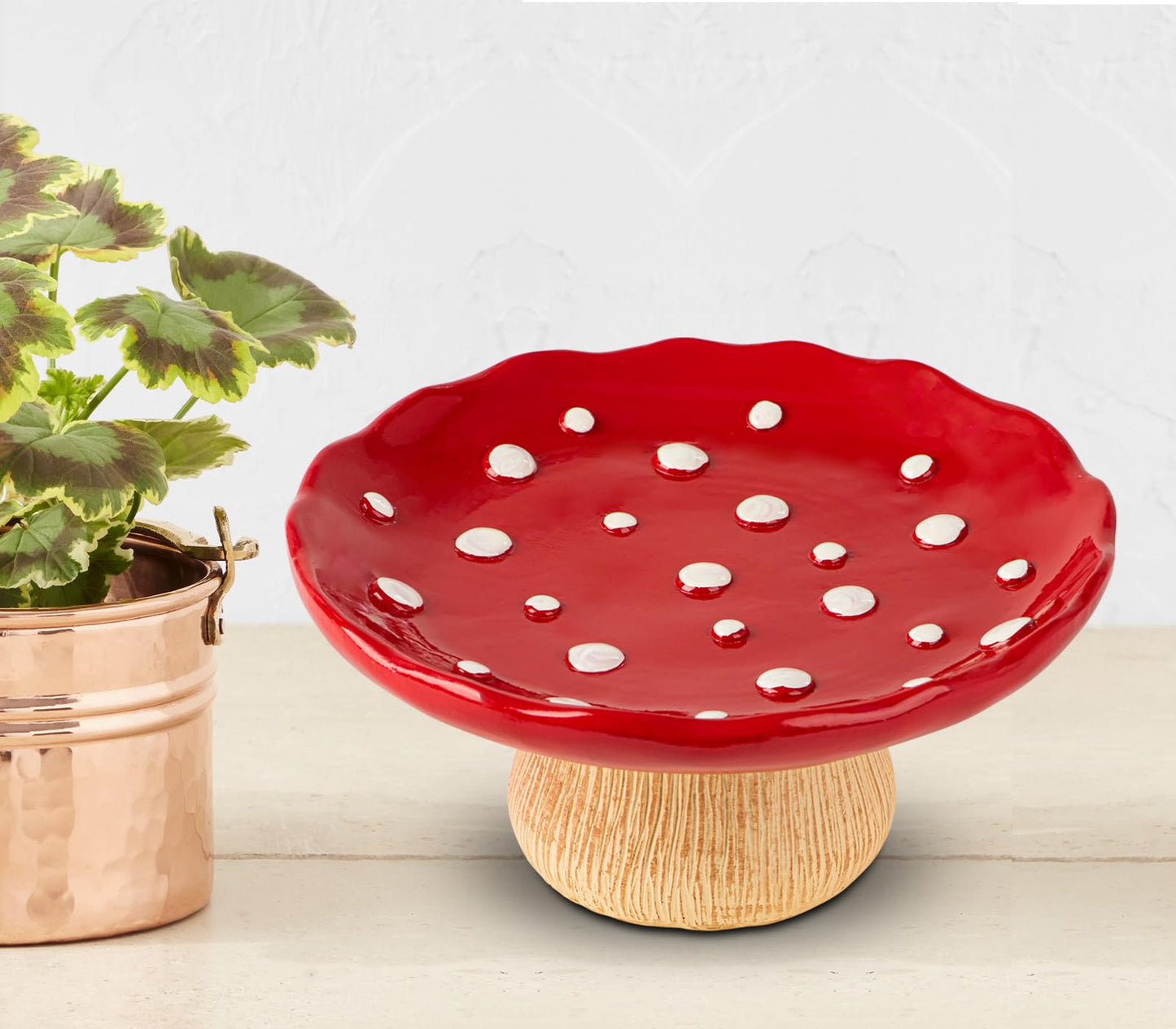 dgudgu Mushroom Fruit Bowl For Kitchen Counter 10 Inch Fruit Holder Large fruitage Bowl Red Banana Basket For Kitchen Fruit Holder