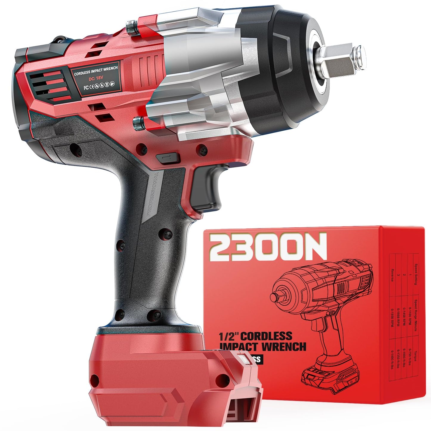 DIYtoolifz Cordless Impact Wrench 1/2 inch Compatible with Milwaukee 18v Battery, 1700 Ft-lbs High Torque Impact Driver, Electric Impact Gun with 4 Modes & LED Light for Car, Truck, Mower(Bare Tool)