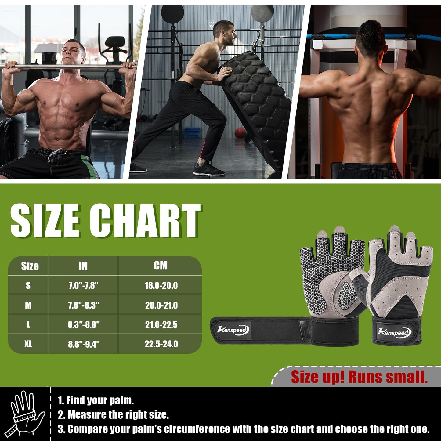 Workout Gloves Gym Gloves for Men and Women Weight Lifting Gloves with Wrist Support Full Palm Protection Breathable for Trainning, Cycling, Pull-ups, Rowing, Climbing