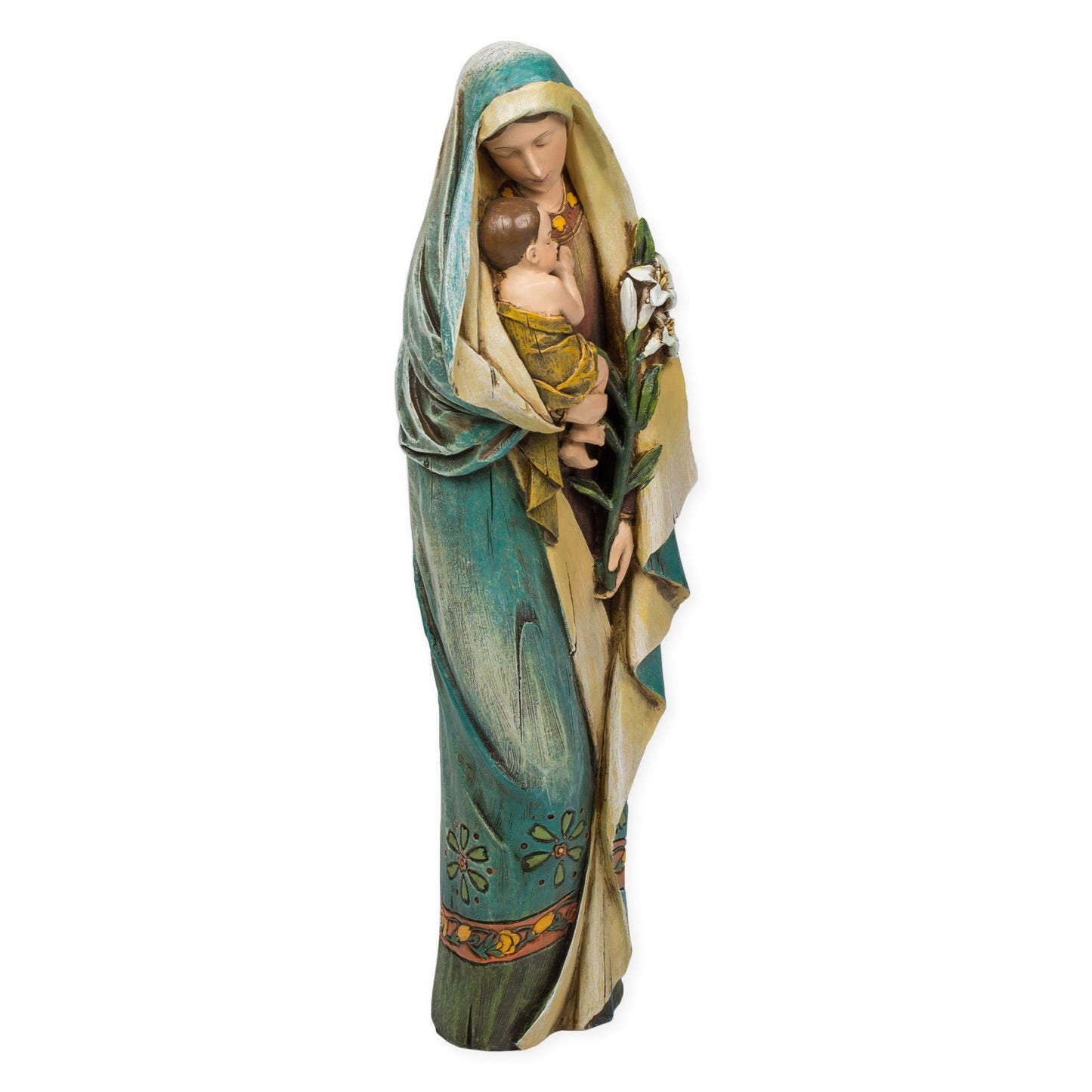 Joseph's Studio by Roman,12.5" H Madonna and Child with Lily Statue, Renaissance Collection Virgin Mary and Baby Jesus Figure, Resin and Stone Religious Decor