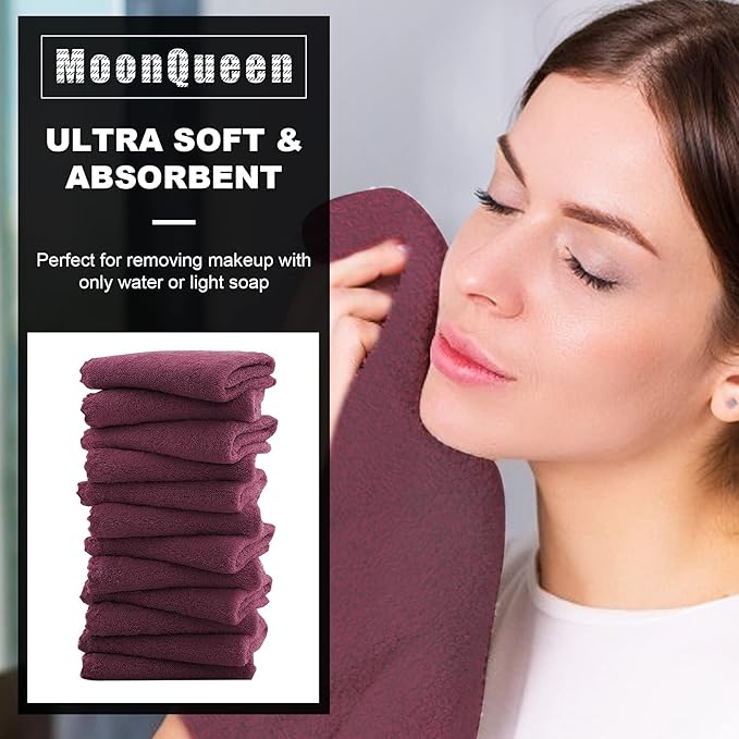 MOONQUEEN Microfiber Facial Cloths Fast Drying Washcloth 12 Pack