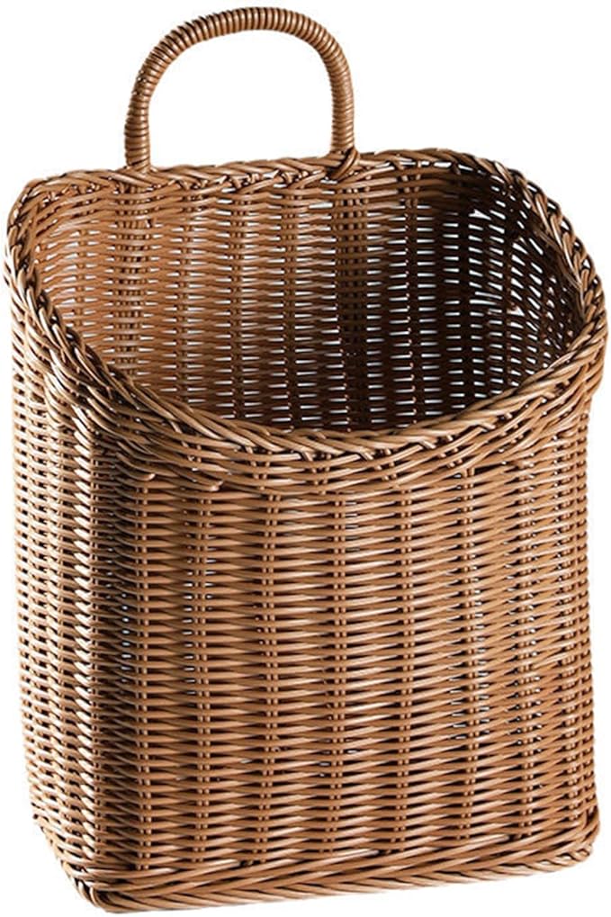 Woven Hanging Wicker Basket for Door, Handmade Rattan Hanging Wall Baskets for