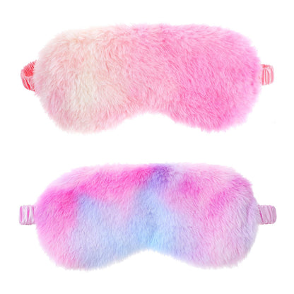 2 Pack Plush Sleeping Eye Mask Soft Plush Eye Mask Fuffy Eye Cover Comfortable Sleep Mask Blindfold Rainbow Faux Fur Eye Shade for Women, Men and Kids Travel Nap Sleeping 565488_2_3pL1H9vJ3