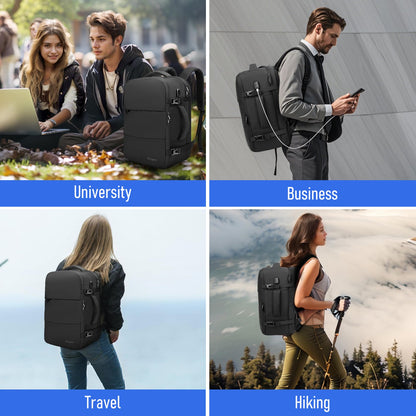 Taygeer Ryanair Cabin Bags 40x30x20 Underseat, Travel Backpack Cabin Size, Rucksack for Plane Hand Luggage Backpack for Travelling, Ryan Air Cabin Bag 40x30x20 with Separate Shoe Pouch, Black