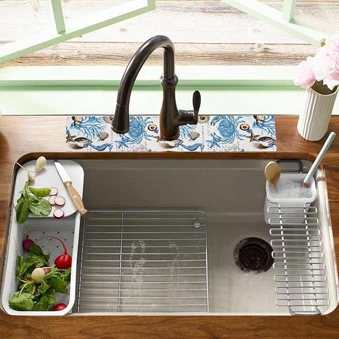 Sink Faucet Absorbing Mat, 2 Pack Drying Mat Around Faucet Sink Splash Guard
