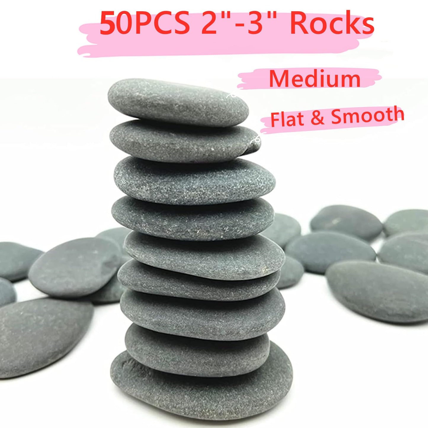 Lifetop 100 PCS Rocks Bulk for Painting, River DIY Rocks Flat & Smooth Kindness Rocks for Crafts, Decoration, Medium/Small Rocks for Painting,1.5"-3" Hand Picked for Painting Rocks (Medium +Small)…