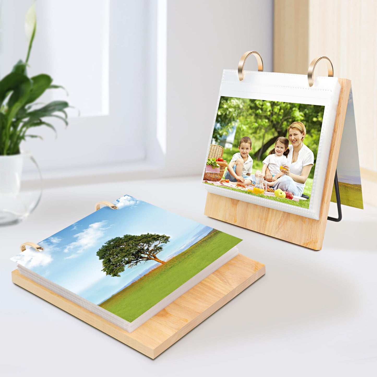 ZEEYUAN 4x6 Picture Frame Desktop Display 4x6 Desk Flip Photo Album on Stand 60 Pockets, Mother's Day Gift for Mom from Daughter Son Desk Photo Book Gifts for Mother Father Grandma