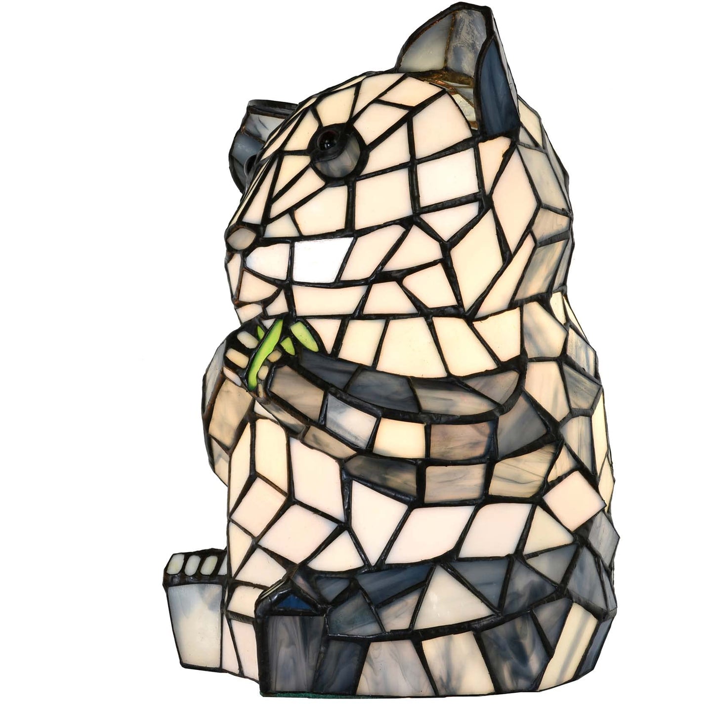 Bieye L10831 Sitting Panda Bear Eating Bamboo Shoots Tiffany Style Stained Glass Accent Table Lamp Night Light for Bedside Living Room Decoration