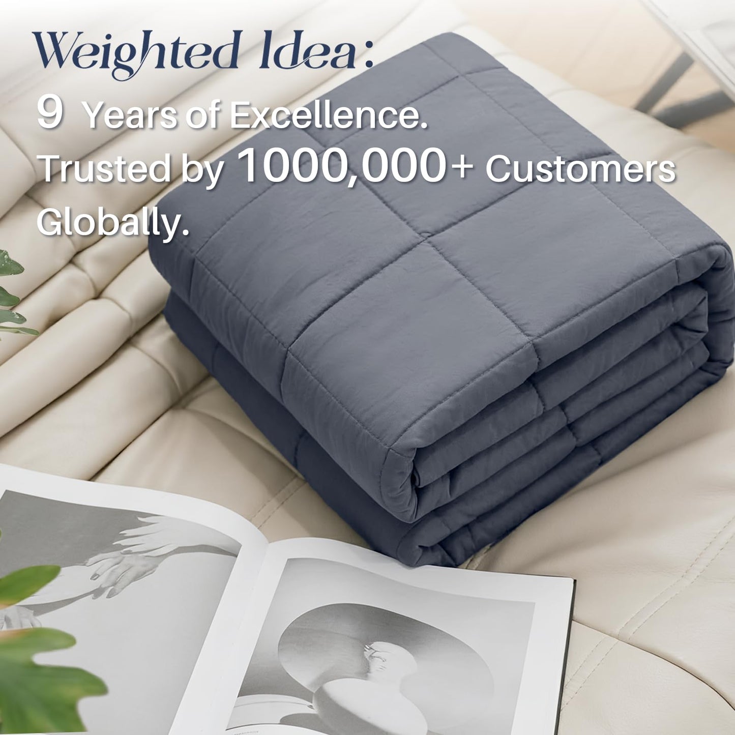 Weighted Idea Weighted Blanket for Adults (Dark Grey,48"x72",15lbs) Cooling Breathable Heavy Blanket with Premium Glass Beads All-Season Soft Thick Blanket