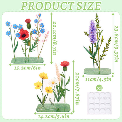 OBBOLO Acrylic Flower Table Centerpieces, Set of 3 Decorative Clear Acrylic Floral Centerpiece Stands for Birthday Wedding Party Home Table Decoration
