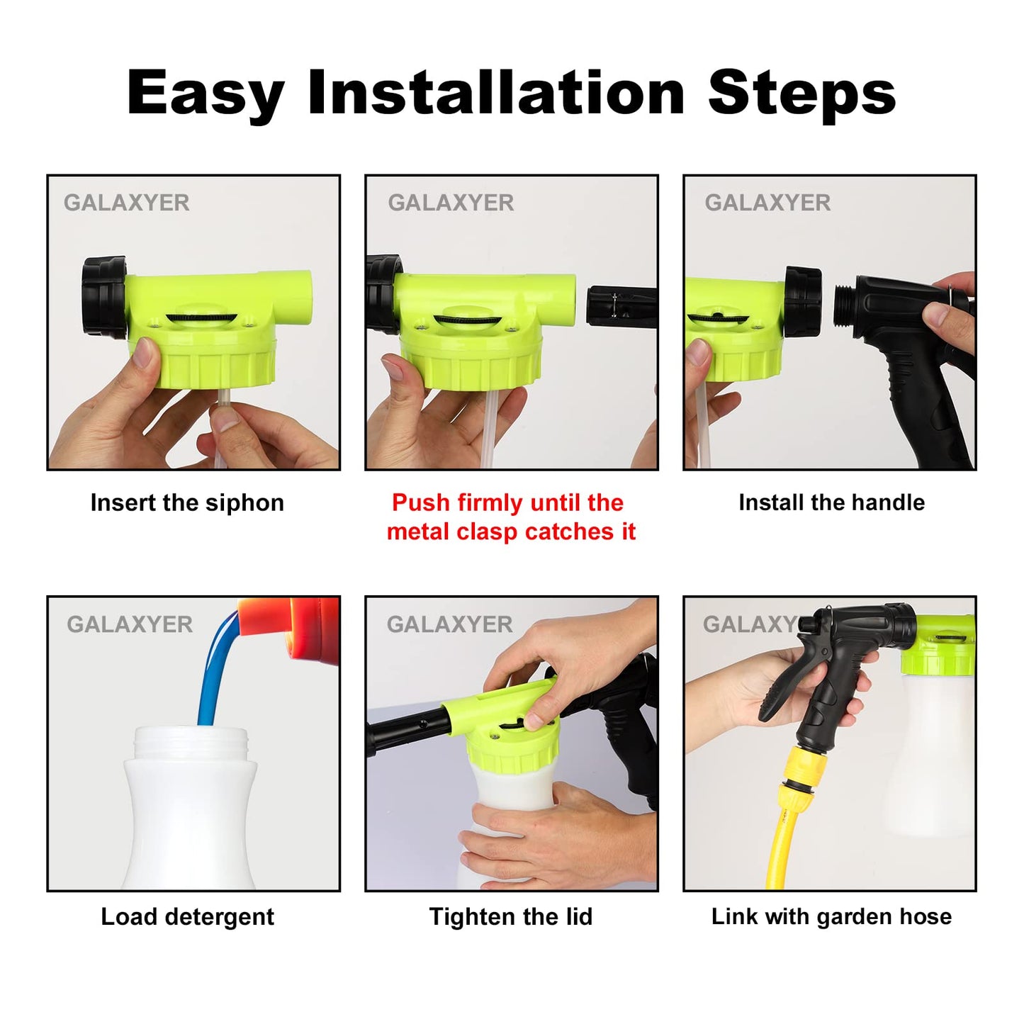 GALAXYER Snow Foam Gun Sprayer, 900ml Adjustable Car Cleaning Lance, Universal Garden Hose Foam Sprayer for Car & House Washing
