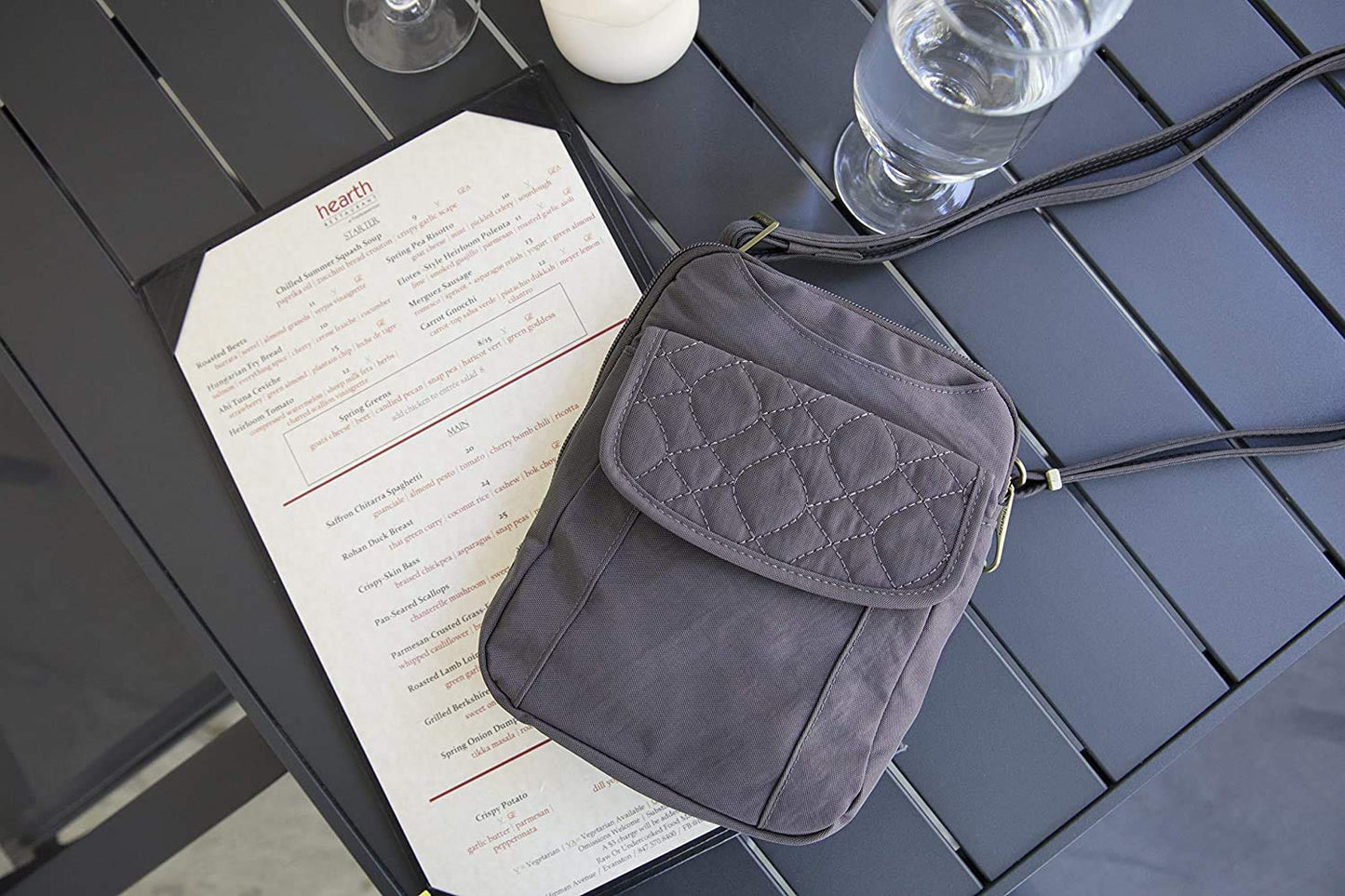 Travelon Anti-Theft Signature Quilted Slim Pouch, Sable, One Size, Anti-theft Signature Quilted Slim Pouch