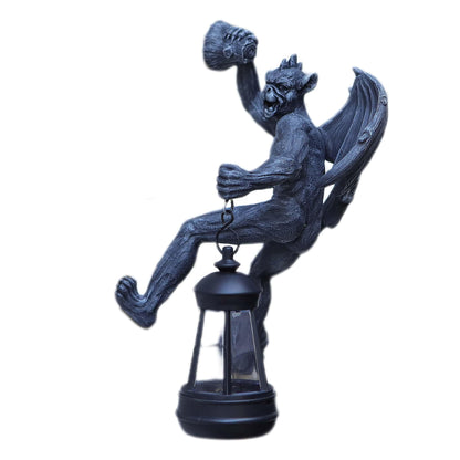Melnixia Dragon Winged Gargoyle Tree Hugger with Solar Lantern Gothic Lamp Wall Fence Hanger Decor Garden Statue Yard Patio Unique Perfect Present for Women Mom Grandma