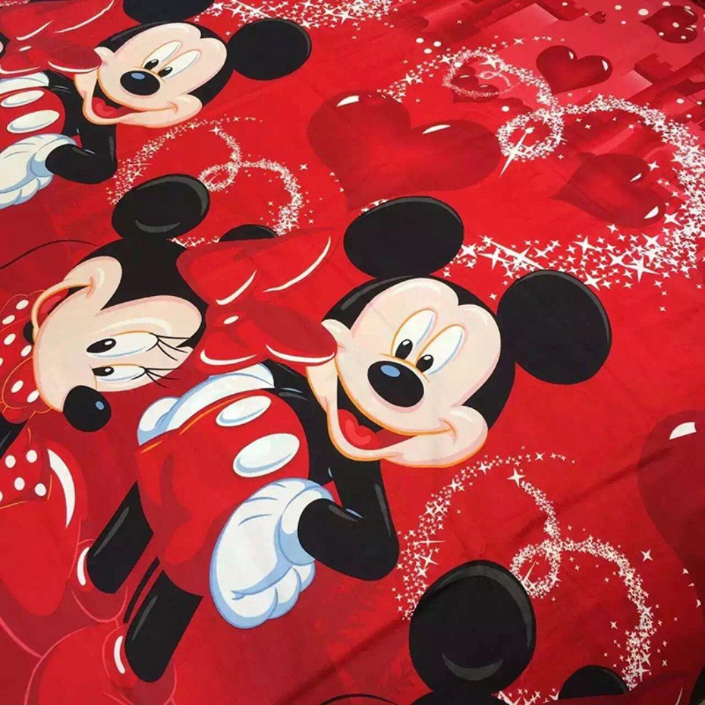Haru Homie 100% Cotton Kids Reversible Printing Mickey Mouse Couples Duvet Cover 3PCS Bedding Set with Zipper Closure,Queen(No Comforter)